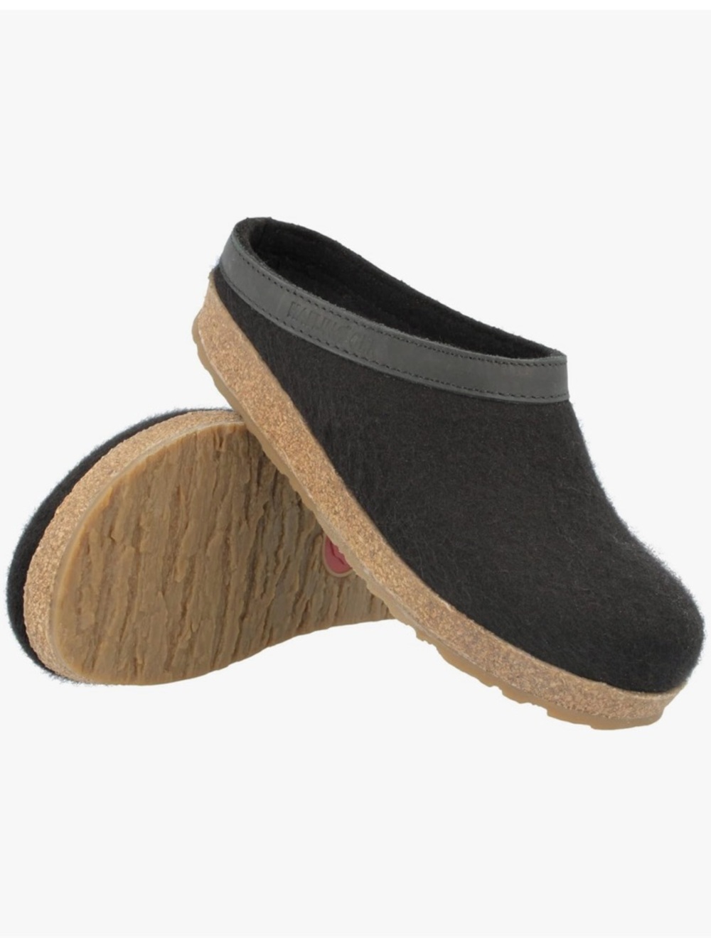 Haflinger GZL44 Grizzly Wool Clog Leather Trim Charcoal Size 38/7-7.5 Women’s